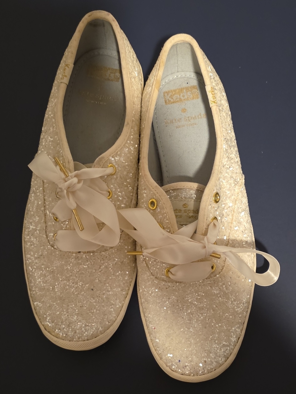 Sparkle Satin Lace-Up Women’s Sneakers in Cream - Picture 13 of 16